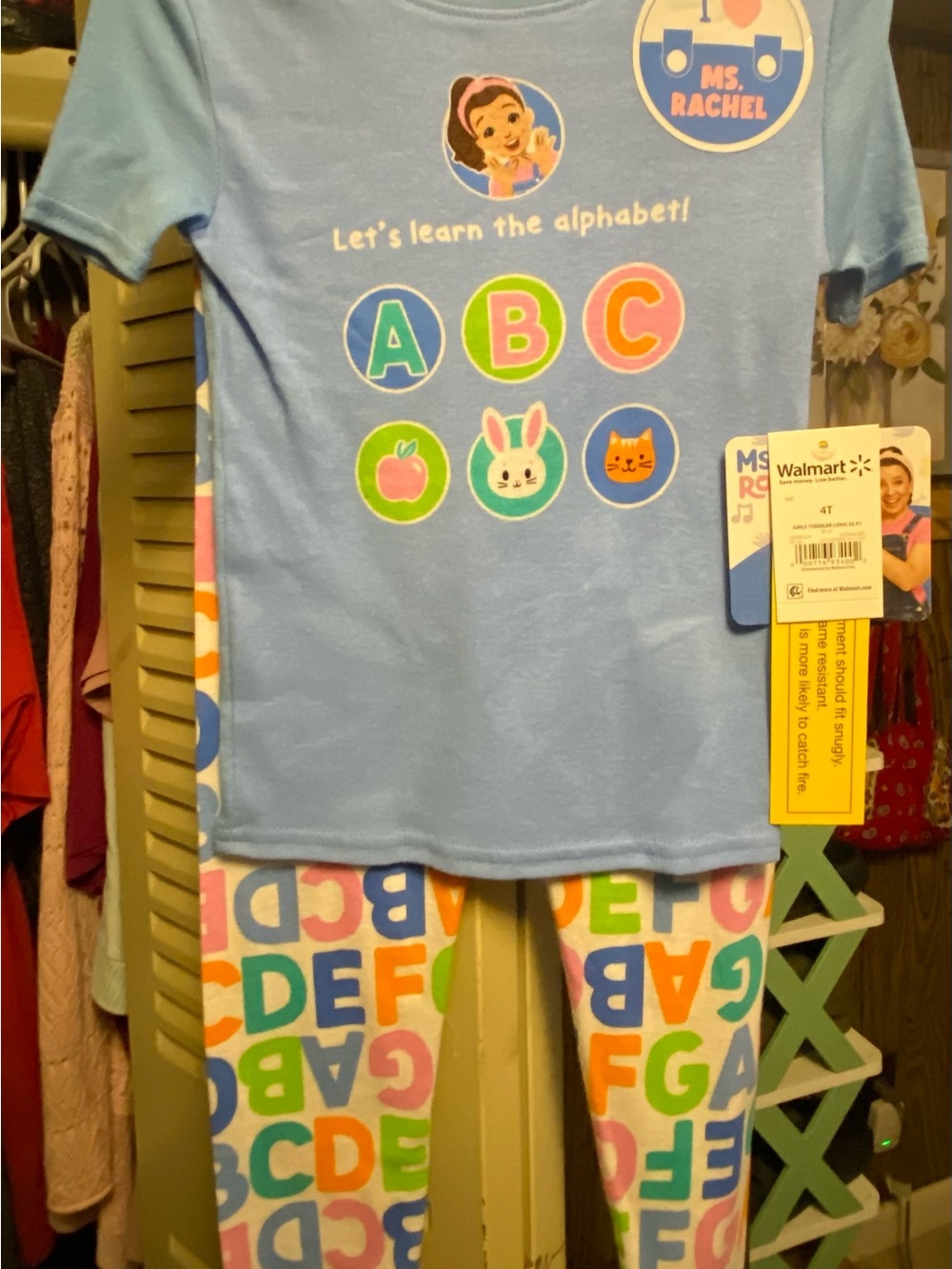 Rachel Light Blue ABC Pajama Set with Multicolor Alphabet